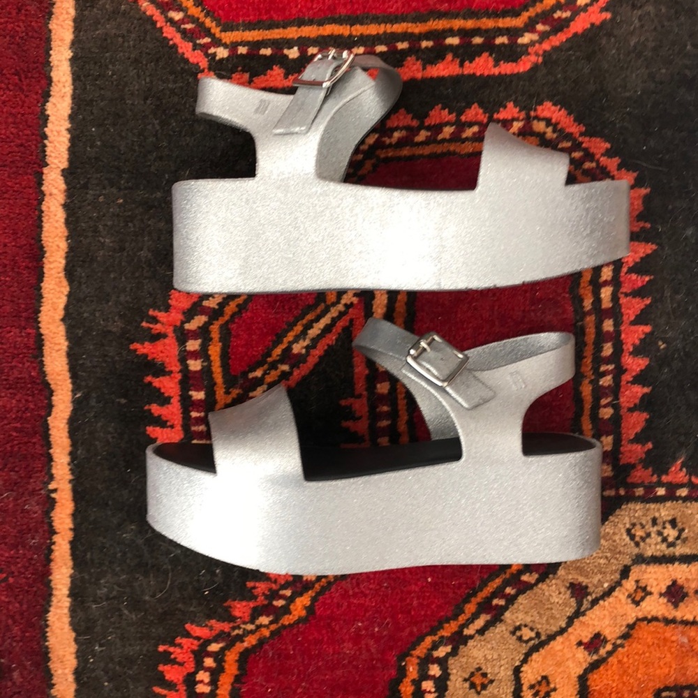 Melissa Mar silver platform jelly sandals
